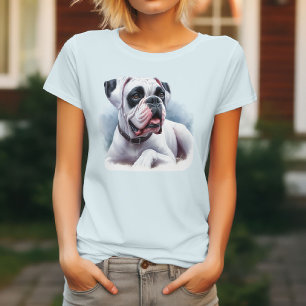 Eleganter weißer Boxerhund – Aquarell-Stil T-Shirt
