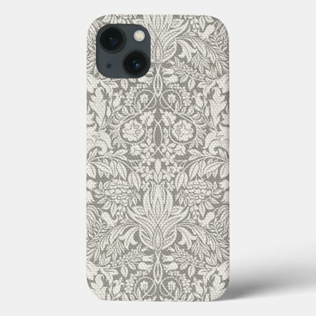 eleganter weißer Damast-Spitzenbrokat Case-Mate iPhone Hülle (Rückseite)