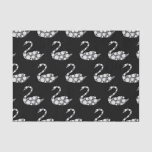Eleganter weißer Diamant-Schwan auf schwarzem Hint Seidenpapier