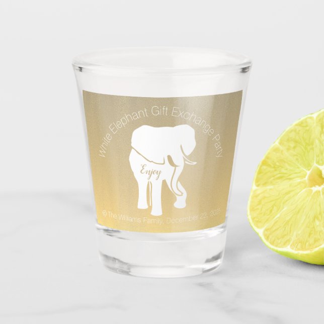 Eleganter, weißer Elefant-Geschenk-Austausch benut Schnapsglas (Vorderseite)