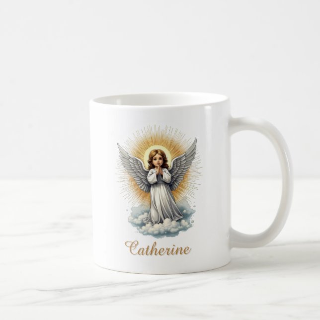 Eleganter Weißer Engel Religiös Christlich Kaffeetasse (Rechts)