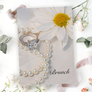 Eleganter weißer Gänseblümchen-Hochzeitsbrunch am  Einladung