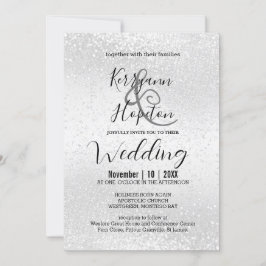 Eleganter Weißer Glitzer Einladung