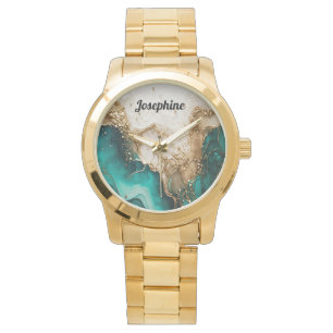 Eleganter, weißer Glitzer Stilvoll personalisieren Armbanduhr