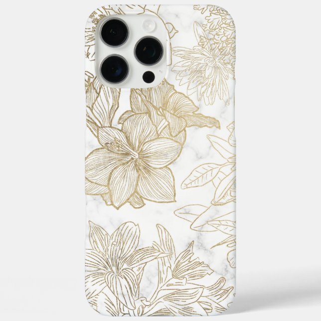 Eleganter, weißer Goldmarmor mit Blumen Case-Mate iPhone Hülle (Rückseite)
