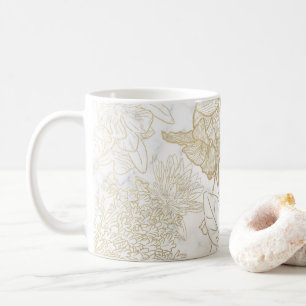 Eleganter, weißer Goldmarmor mit Blumen Kaffeetasse