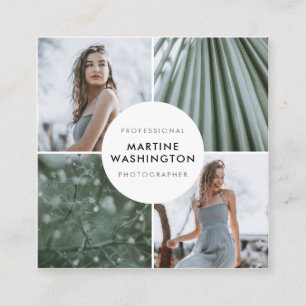 Eleganter weißer Grenz-Fotograf minimalistisch mod Quadratische Visitenkarte