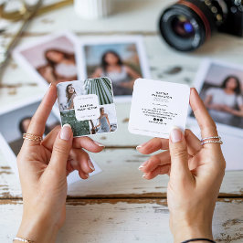 Eleganter weißer Grenz-Fotograf, modern minimalist Quadratische Visitenkarte