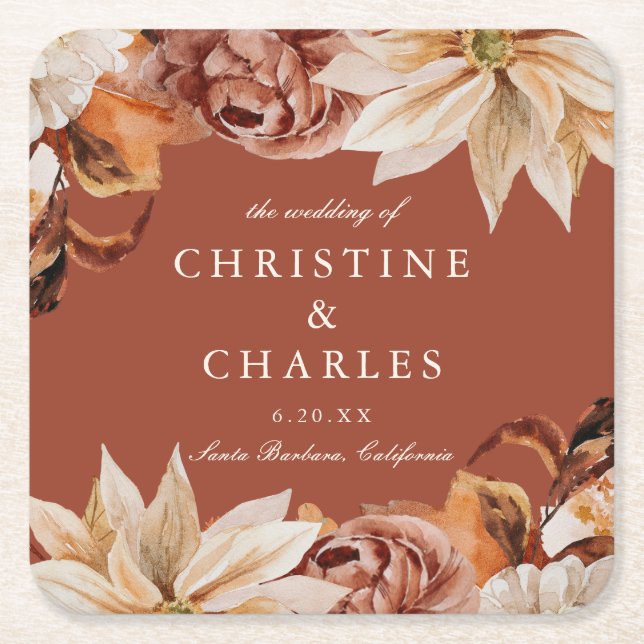 Eleganter Weißer Herbst Rechteckiger Pappuntersetzer (Vorderseite)