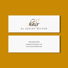 Eleganter, weißer Imitat Goldschere Friseursalon Mini Visitenkarte