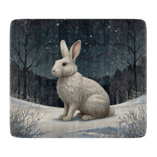 Eleganter weißer Kaninchen-Weihnachts-Schneewald Schneidebrett