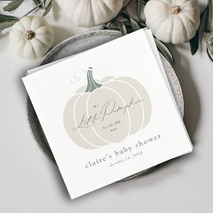 Eleganter Weißer Kleiner Kürbis Herbst-Baby-Party Serviette