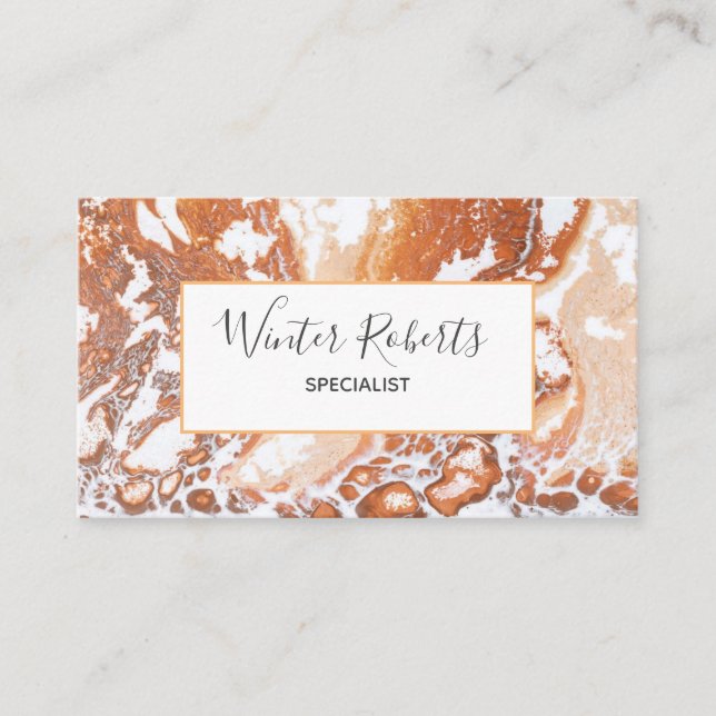 Eleganter, weißer Korallenmarmor beruflich Visitenkarte (Vorderseite)
