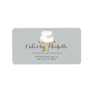Eleganter weißer Kuchen mit floraler Torte Adressaufkleber