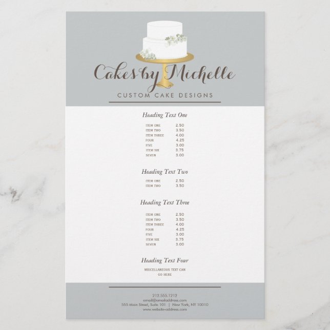 Eleganter weißer Kuchen mit floraler Torte Flyer (Vorne)