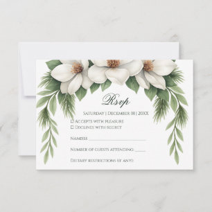 Eleganter weißer Magnolia-Kiefernwald RSVP Karte