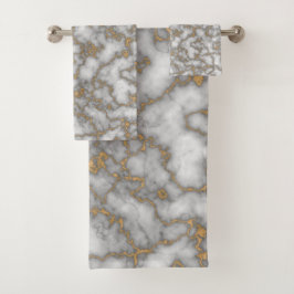 Eleganter weißer Marmor Badhandtuch Set