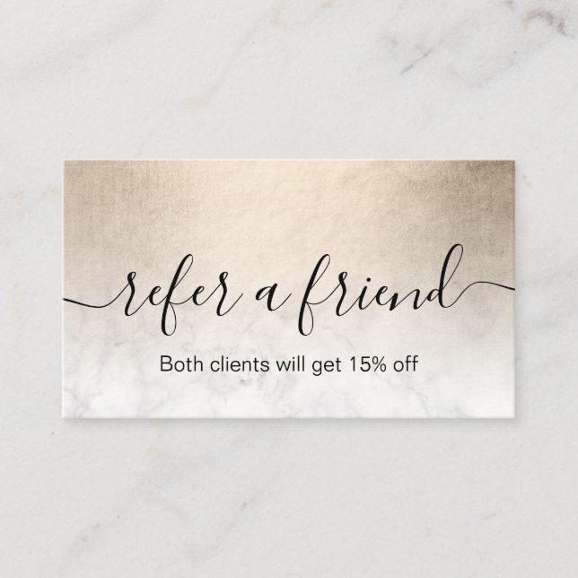 Eleganter, weißer Marmor Empfehlungskarte (Vorderseite)