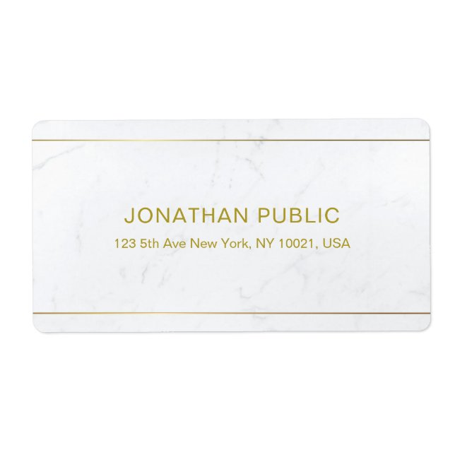 Eleganter weißer Marmor Gold Text Einfache Top-Aus (Vorne)