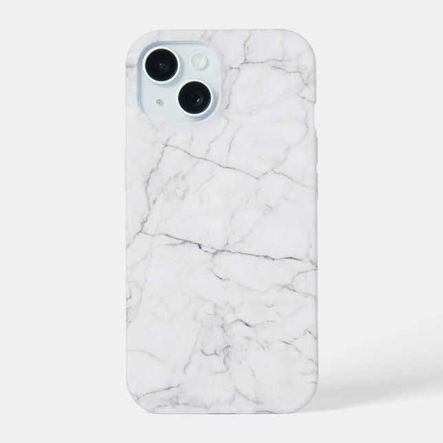 Eleganter weißer Marmor  iPhone 15 Hülle (Rückseite)