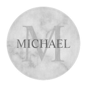 Eleganter Weißer Marmor personalisiertes Monogramm Schneidebrett
