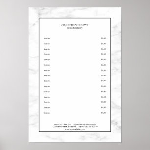 Eleganter Weißer Marmor-Preisliste Poster