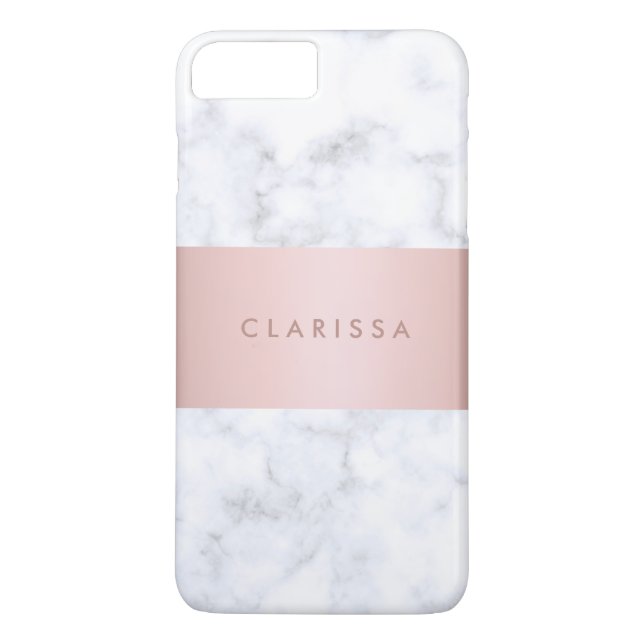 eleganter weißer MarmorRosengoldImitatstreifen Case-Mate iPhone Hülle (Rückseite)