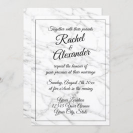 Eleganter weißer Marmorstein Einladungen zur Hochz