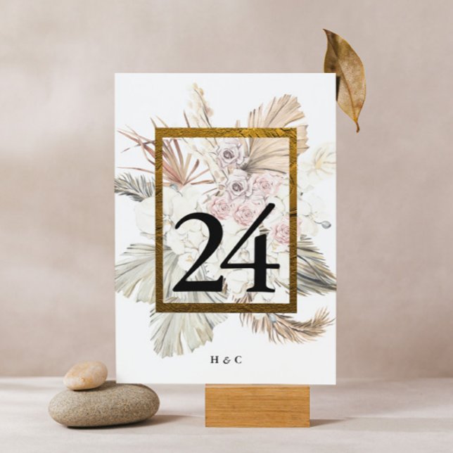 Eleganter weißer Pampasgras Tropischer Dschungel Tischnummer (Von Creator hochgeladen)