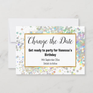 ELEGANTER WEISSER PASTEL SPOT ÄNDERT DAS DATUM UAW RSVP KARTE