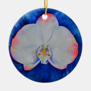 Eleganter, weißer Rosa, florale Orchidee Keramik Ornament