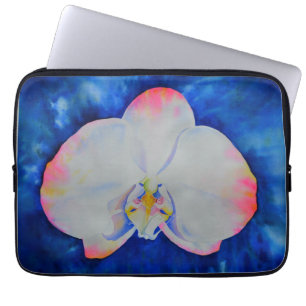 Eleganter, weißer Rosa, florale Orchidee Laptopschutzhülle