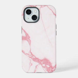 Eleganter weißer rosa Marmor texturiert iPhone 15 Hülle