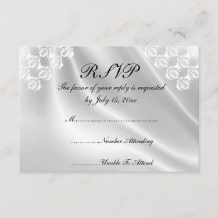 Eleganter weißer Satin, Hochzeitsfeiern - RSVP Ein Karte