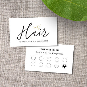 Eleganter, weißer Schere Haarstil Visitenkarte