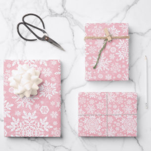 Eleganter weißer Schneeflocke (Zucker Erröten) Geschenkpapier Set