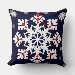 Eleganter weißer Schneeflocken-Schmuck Kissen