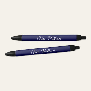 Eleganter weißer Schriftname navyblauer Stift