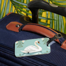 Eleganter weißer Schwan floral blau
