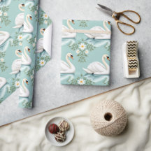 Eleganter weißer Schwan floral blau