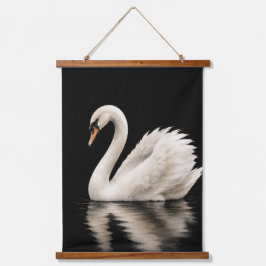 Eleganter weißer Schwan-Wasserfarben-Teppich Wandteppich Mit Holzrahmen