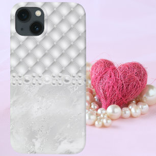 Eleganter weißer Tuft Diamond und Pearl iPhone Cas Case-Mate iPhone 14 Hülle