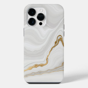 Eleganter weißer und goldener Marmor iPhone 14 Pro Max Hülle