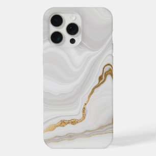 Eleganter weißer und goldener Marmor iPhone 15 Pro Max Hülle