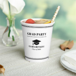 Eleganter weißer und schwarzer Abschluss-Papierbec Pappbecher
