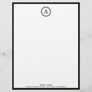 Eleganter weißer und schwarzer Monogramm-Briefkopf Briefkopf