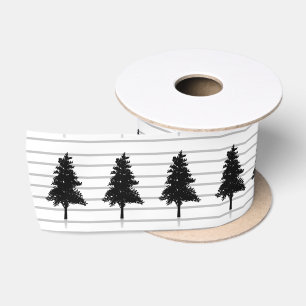 Eleganter weißer und schwarzer Weihnachtsbaum Satinband
