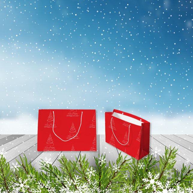Eleganter weißer Weihnachtsbaum Rot  Große Geschenktüte (Von Creator hochgeladen)