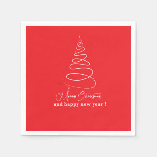 Eleganter weißer Weihnachtsbaum roter Weihnachten Serviette