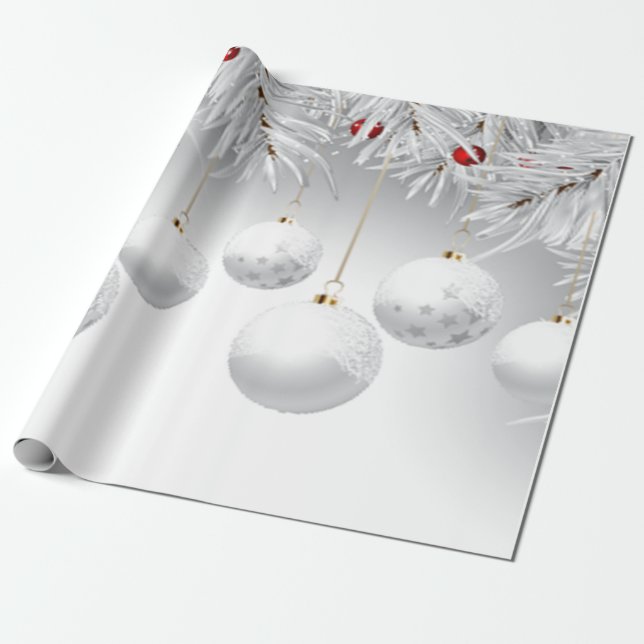 Eleganter weißer Weihnachtsfeiertag Geschenkpapier (Ungerollt)